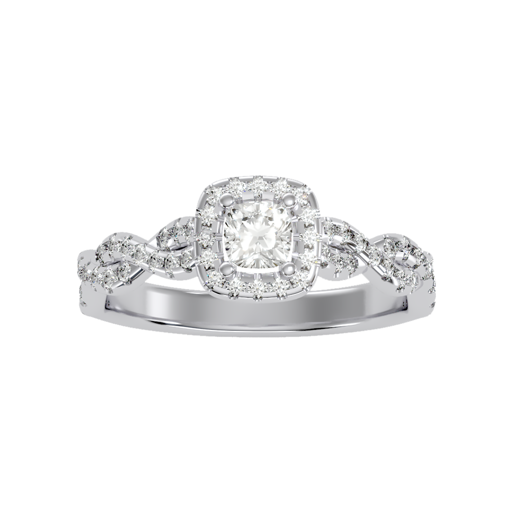 Brilliance Halo Solitaire Ring - Four