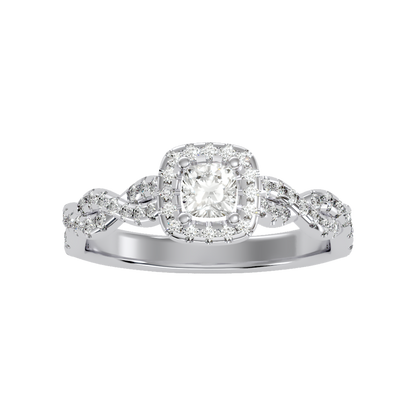 Brilliance Halo Solitaire Ring - Four