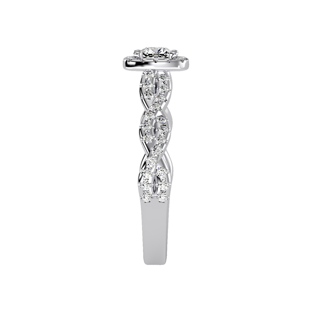 Brilliance Halo Solitaire Ring In 925 Sterling Silver - Five