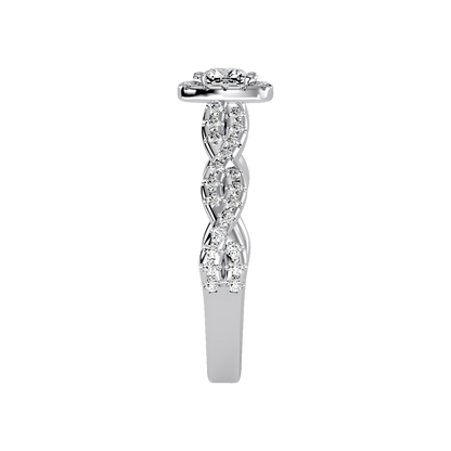 Brilliance Halo Solitaire Ring In 925 Sterling Silver - Five