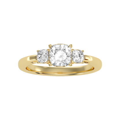 Brilliant Tri Stone Ring In 925 Sterling Silver - Ten