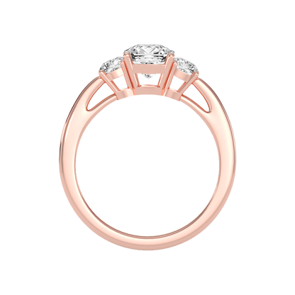Brilliant Tri Stone Ring In 925 Sterling Silver - Four