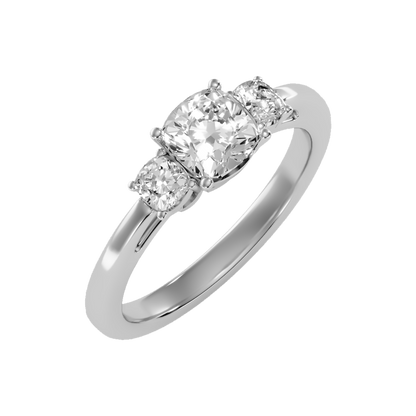 Brilliant Tri Stone Ring In 925 Sterling Silver - Five