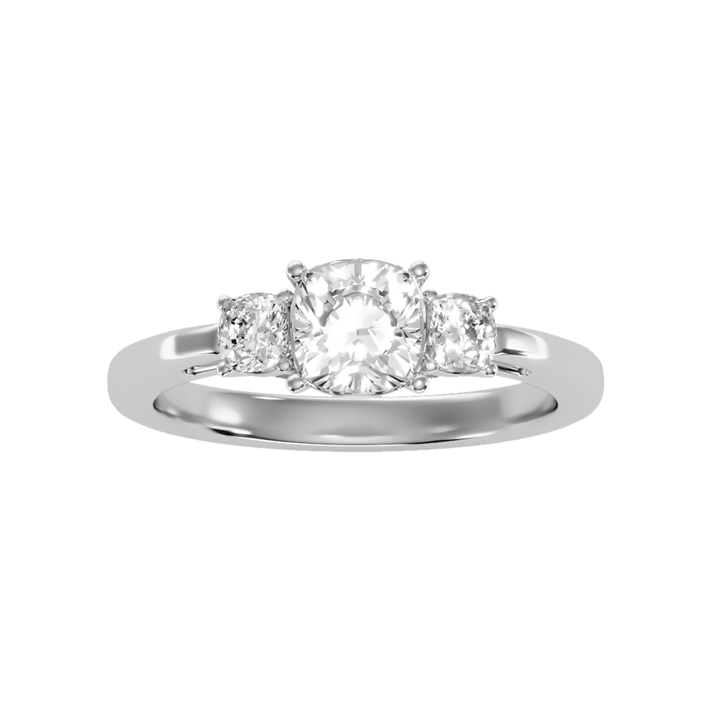 Brilliant Tri Stone Ring In 925 Sterling Silver - Six