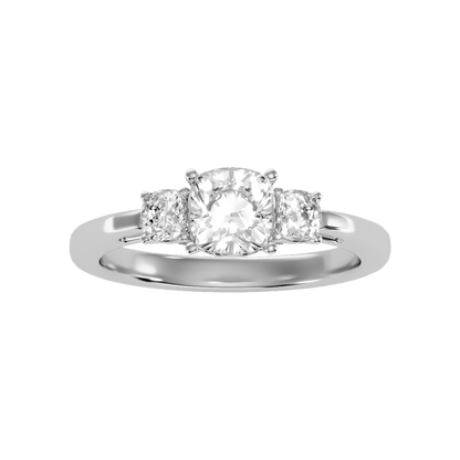 Brilliant Tri Stone Ring In 925 Sterling Silver - Six