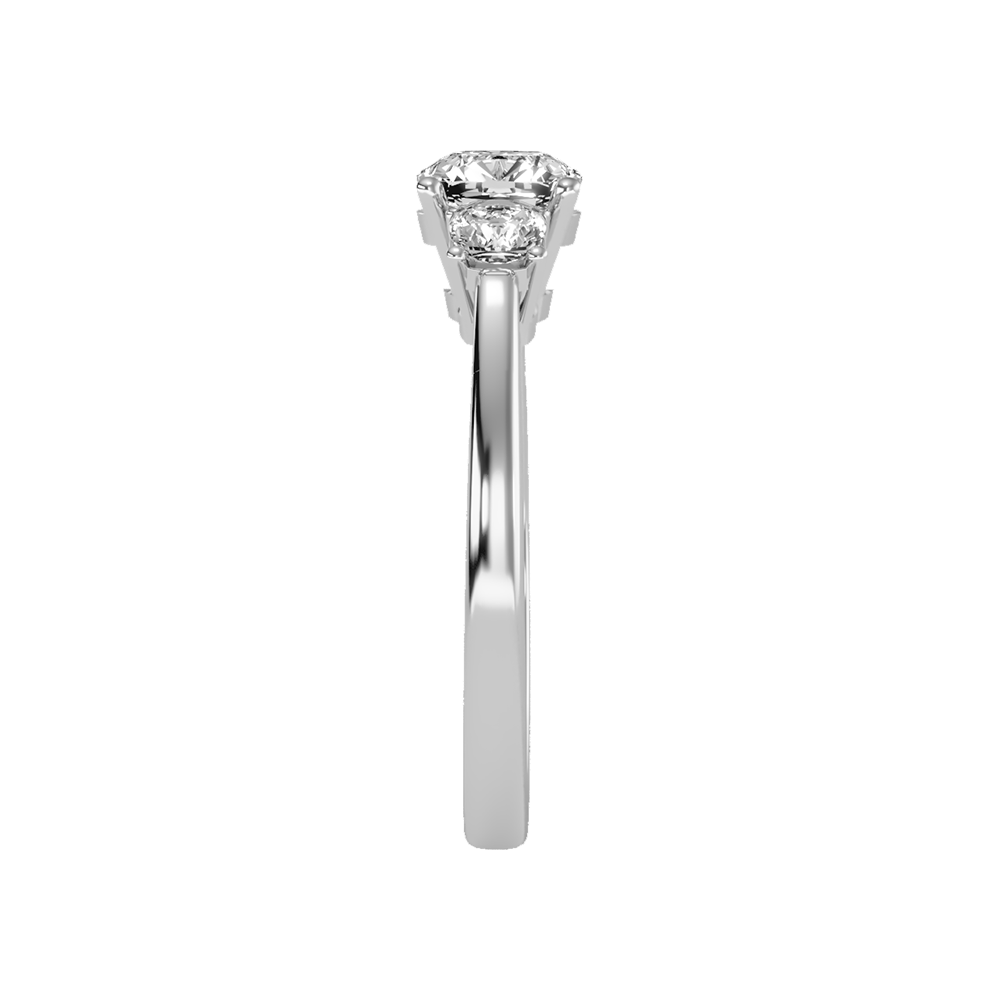 Brilliant Tri Stone Ring In 925 Sterling Silver - Seven