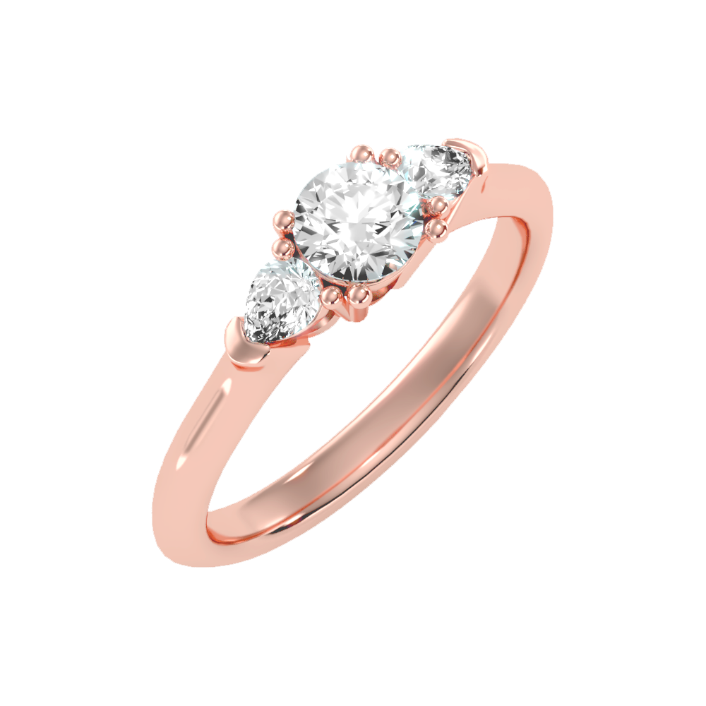 Brillient Tri Stone Ring In 925 Sterling Silver - One