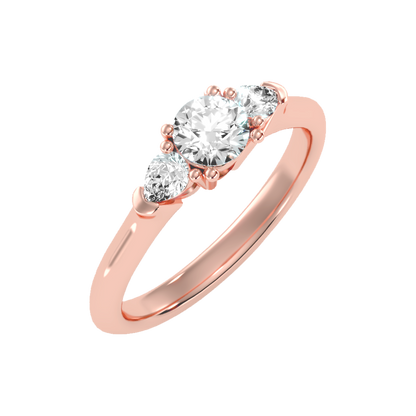 Brillient Tri Stone Ring In 925 Sterling Silver - One