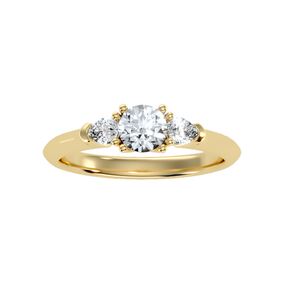 Brillient Tri Stone Ring In 925 Sterling Silver - Ten