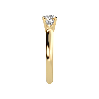Brillient Tri Stone Ring In 925 Sterling Silver - Eleven