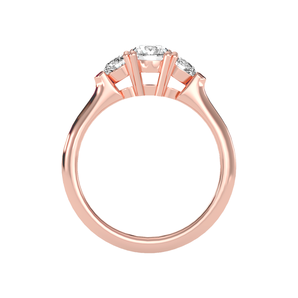 Brillient Tri Stone Ring In 925 Sterling Silver - Four