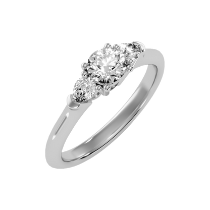 Brillient Tri Stone Ring In 925 Sterling Silver - Five