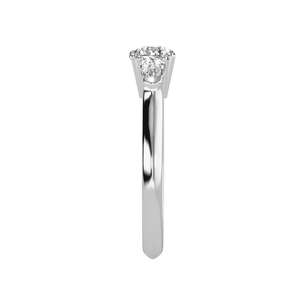 Brillient Tri Stone Ring In 925 Sterling Silver - Seven