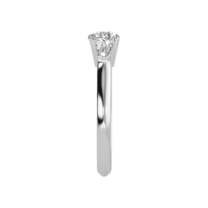 Brillient Tri Stone Ring In 925 Sterling Silver - Seven