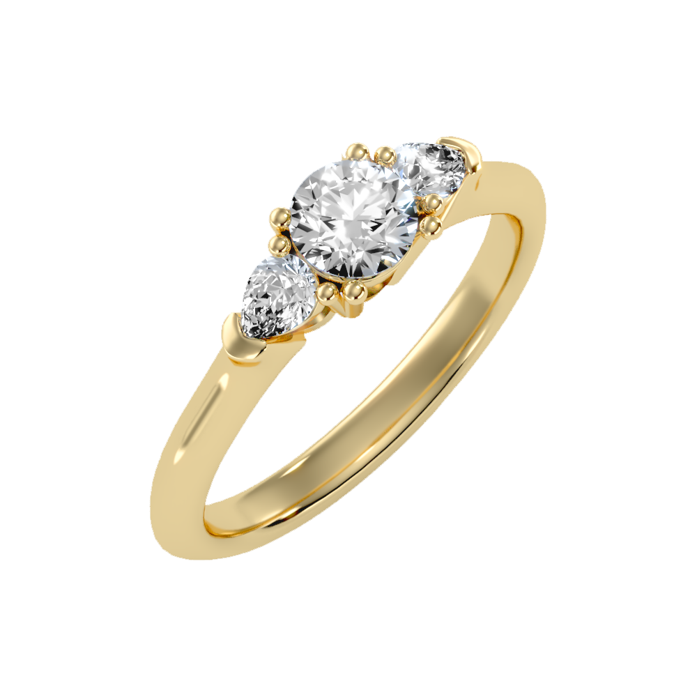 Brillient Tri Stone Ring In 925 Sterling Silver - Nine