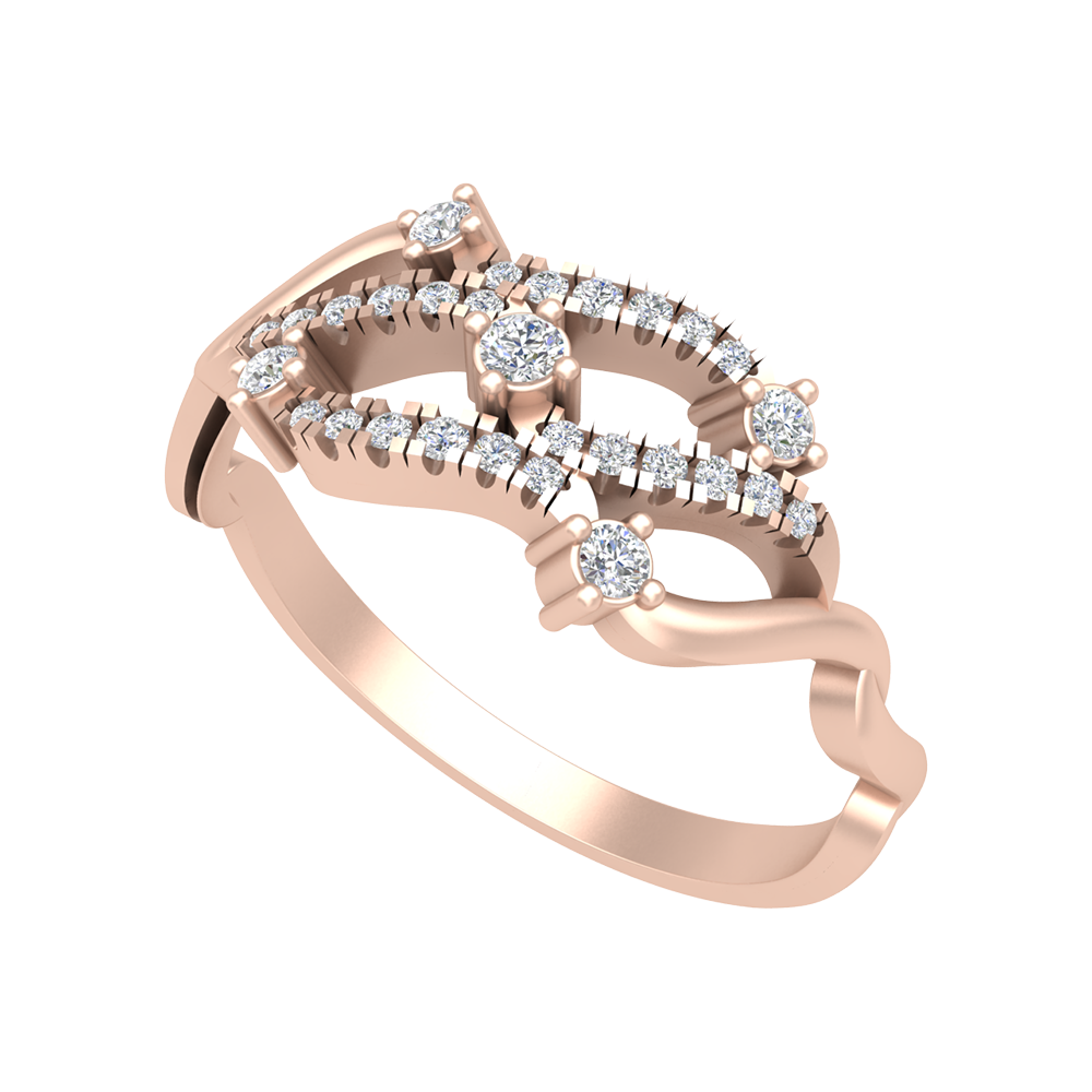 Bubble Diamond Band In 925 Sterling Silver - Two