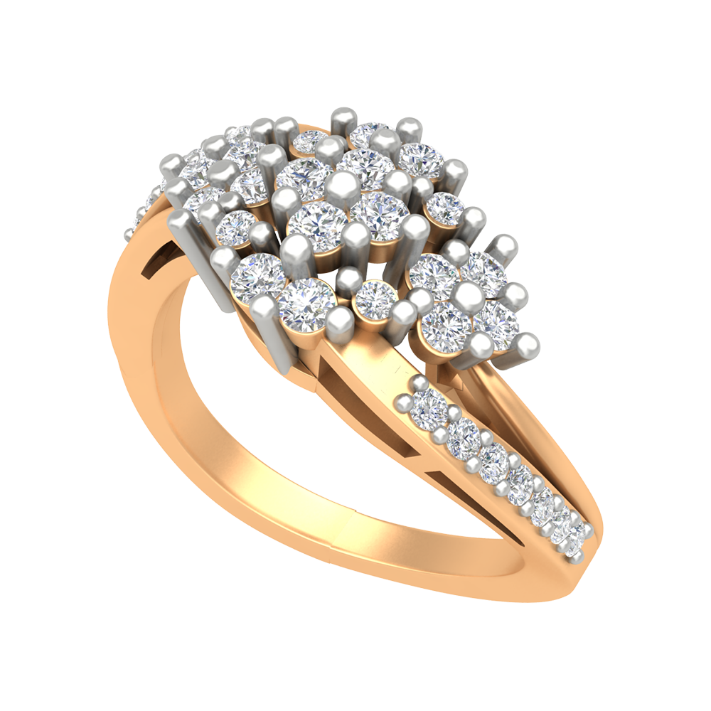 Bunch Tigged Cocktail Ring In 925 Sterling Silver - Nine