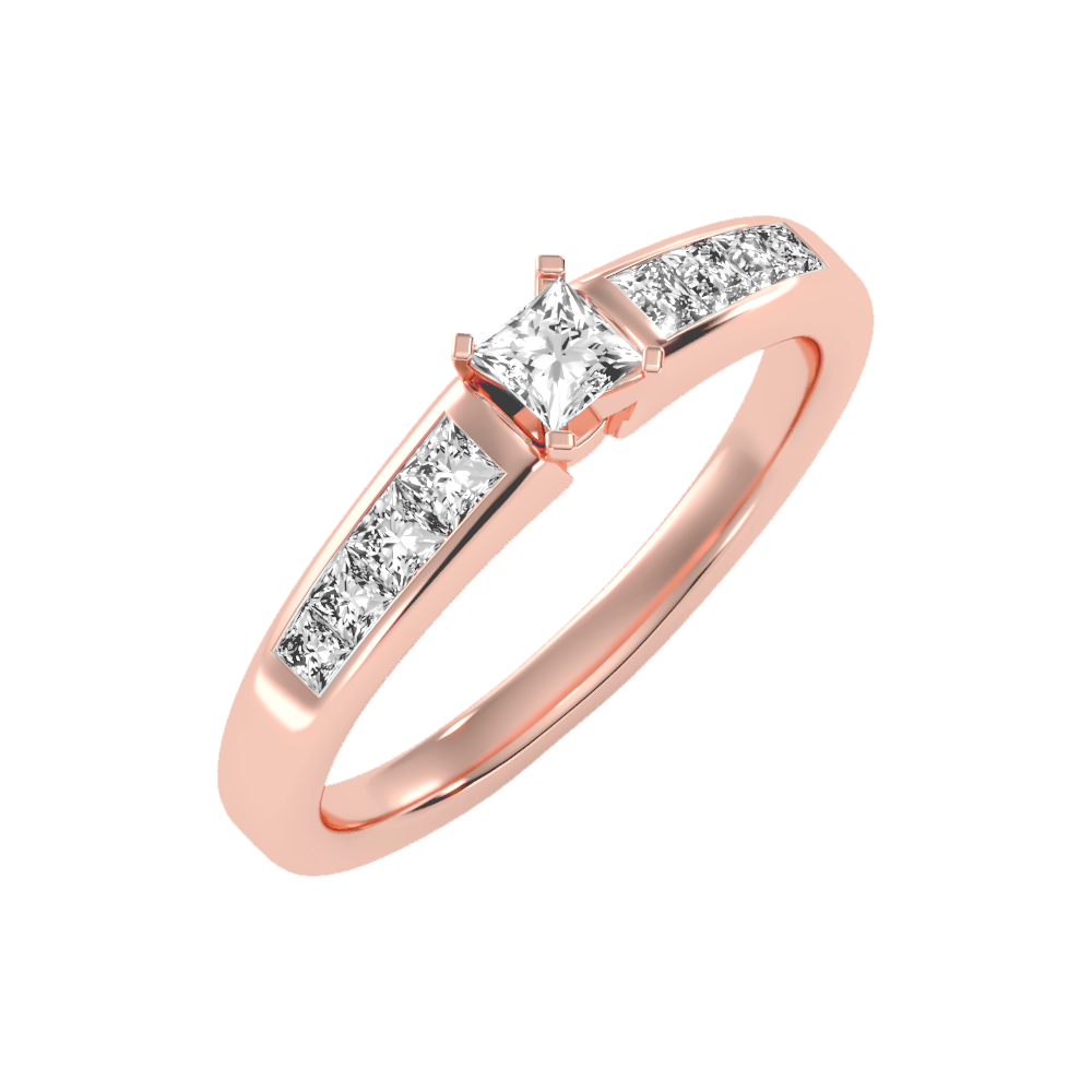 Burning Solitaire Ring In 925 Sterling Silver - One