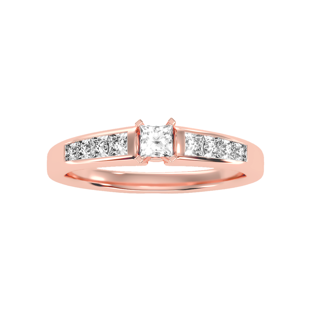 Burning Solitaire Ring In 925 Sterling Silver - Two