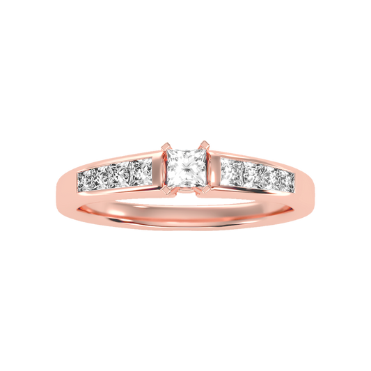 Burning Solitaire Ring In 925 Sterling Silver - Two