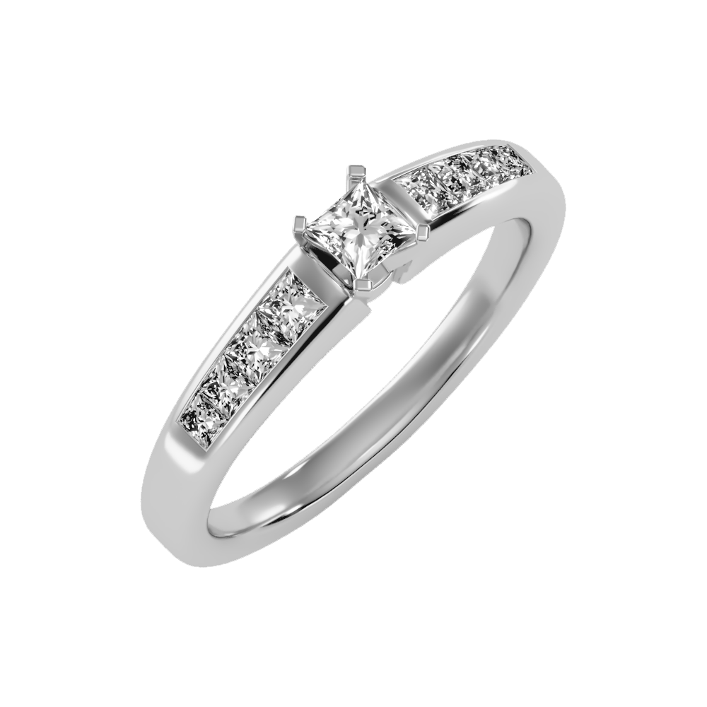 Burning Solitaire Ring In 925 Sterling Silver - Five
