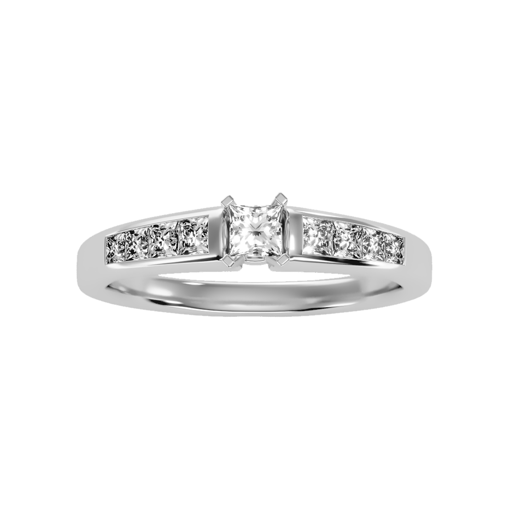 Burning Solitaire Ring In 925 Sterling Silver - Six