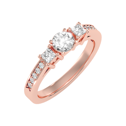 Burning Tri Stone Ring In 925 Sterling Silver - One