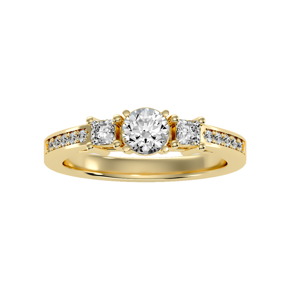 Burning Tri Stone Ring In 925 Sterling Silver - Ten