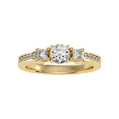 Burning Tri Stone Ring In 925 Sterling Silver - Ten