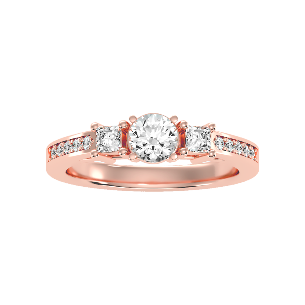 Burning Tri Stone Ring In 925 Sterling Silver - Two