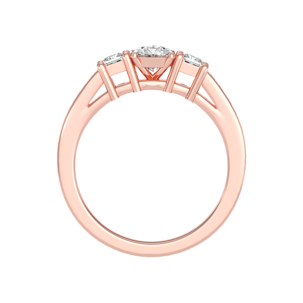 Burning Tri Stone Ring In 925 Sterling Silver - Four
