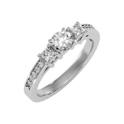 Burning Tri Stone Ring In 925 Sterling Silver - Five