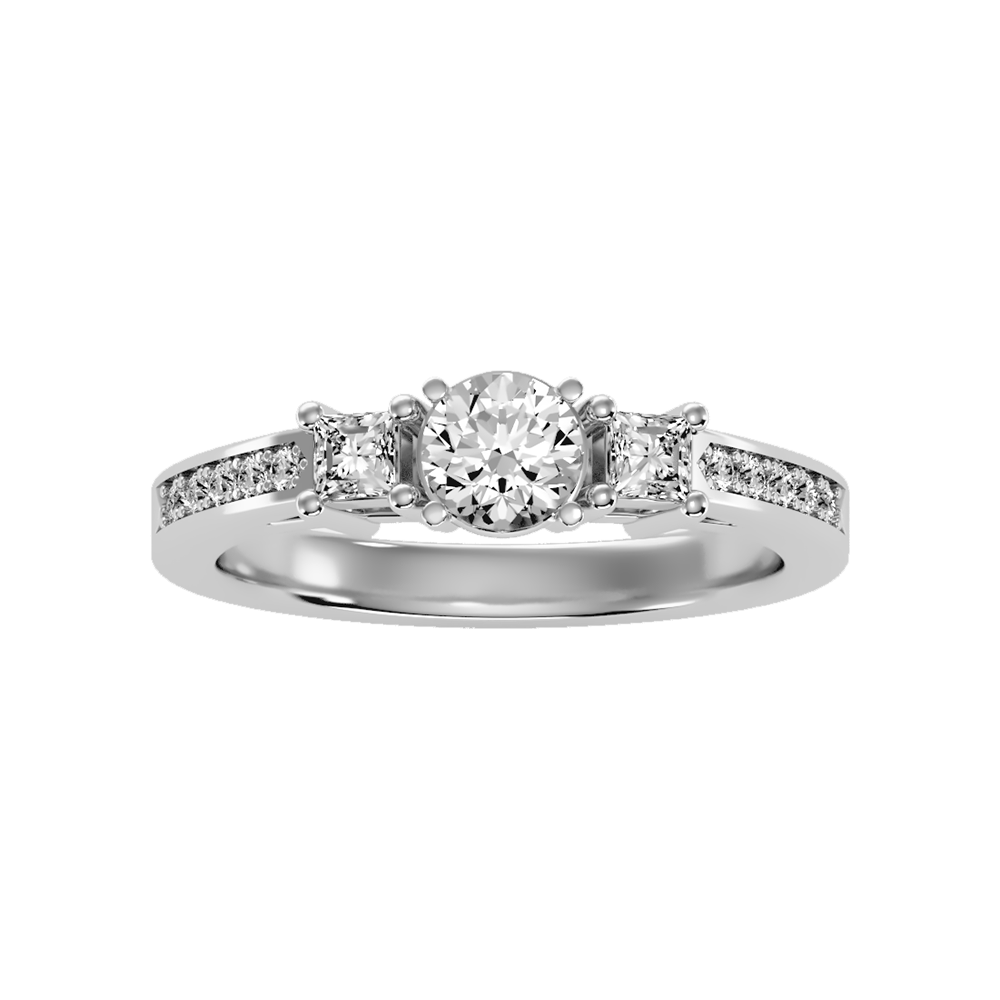 Burning Tri Stone Ring In 925 Sterling Silver - Six