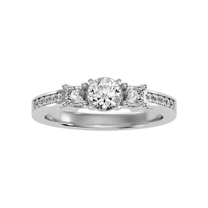 Burning Tri Stone Ring In 925 Sterling Silver - Six
