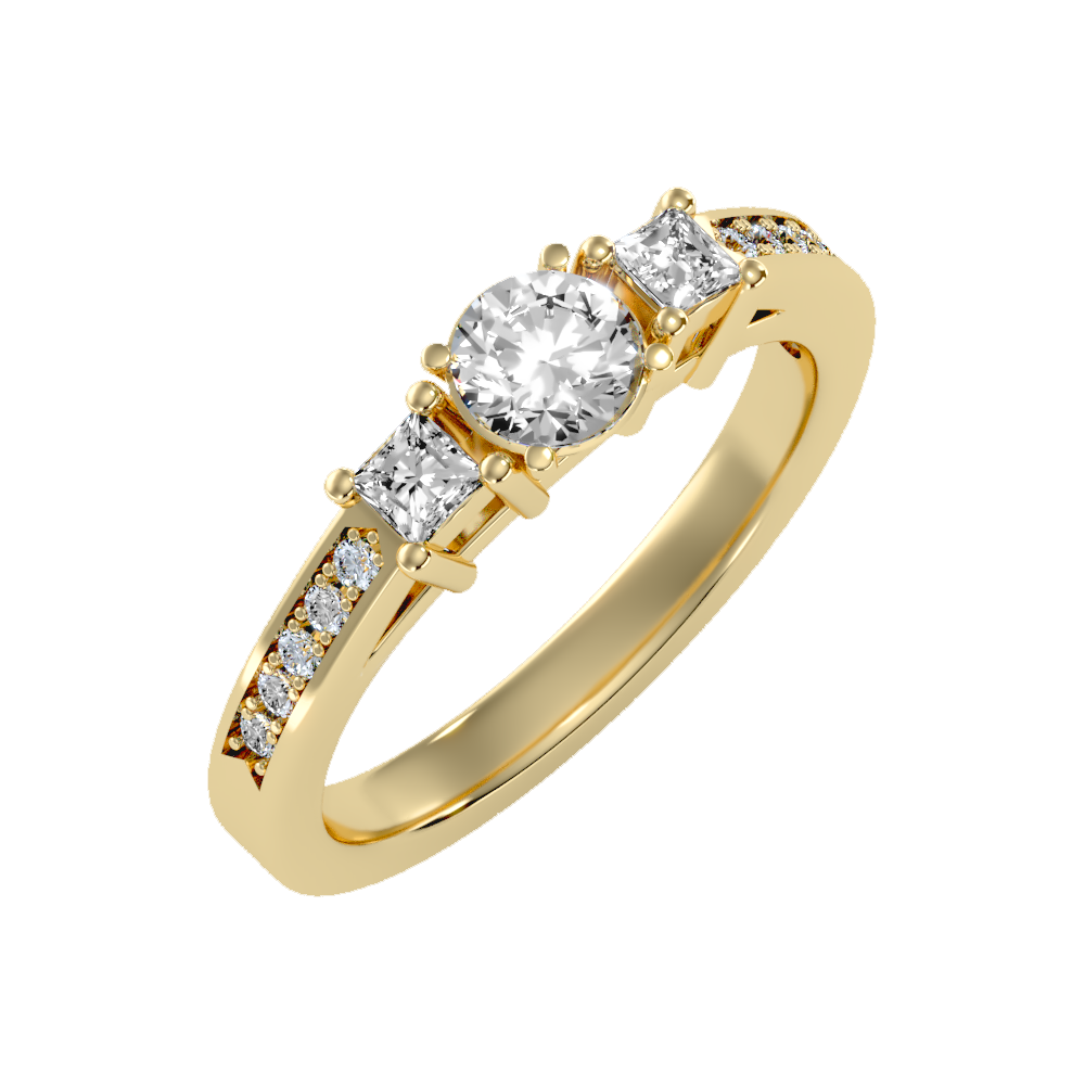 Burning Tri Stone Ring In 925 Sterling Silver - Nine