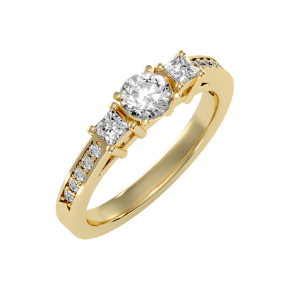 Burning Tri Stone Ring In 925 Sterling Silver - Nine