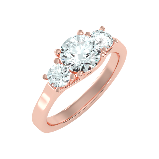 Burnished Tri Stone Ring In 925 Sterling Silver - One
