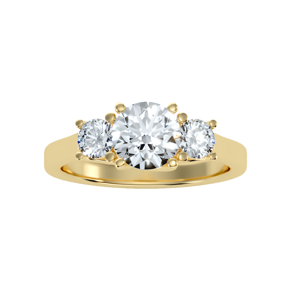 Burnished Tri Stone Ring In 925 Sterling Silver - Ten