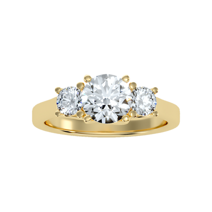 Burnished Tri Stone Ring In 925 Sterling Silver - Ten