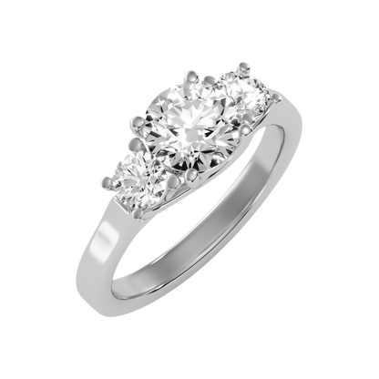 Burnished Tri Stone Ring In 925 Sterling Silver - Five