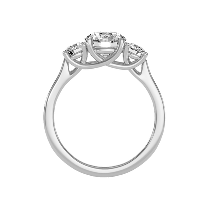 Burnished Tri Stone Ring In 925 Sterling Silver - Eight