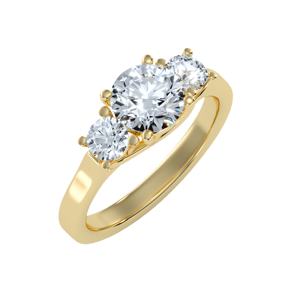 Burnished Tri Stone Ring In 925 Sterling Silver - Nine