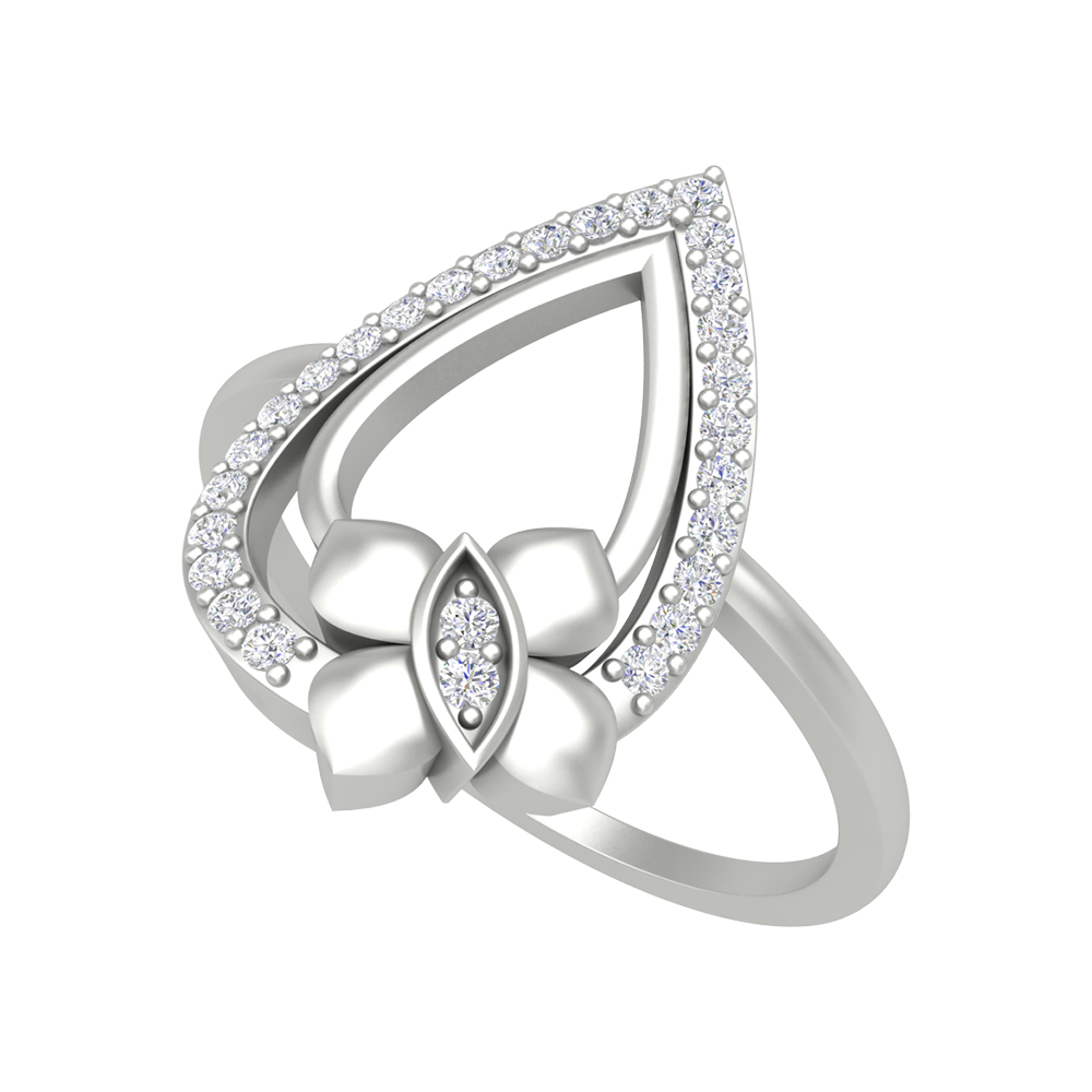 Butterfly Droplet Shaped Diamond Ring - One