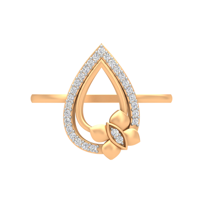 Butterfly Droplet Shaped Diamond Ring - Ten