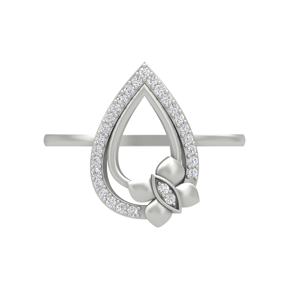 Butterfly Droplet Shaped Diamond Ring - Two