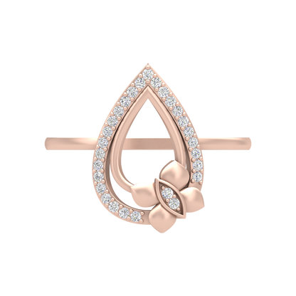 Butterfly Droplet Shaped Diamond Ring In 925 Sterling Silver - Six