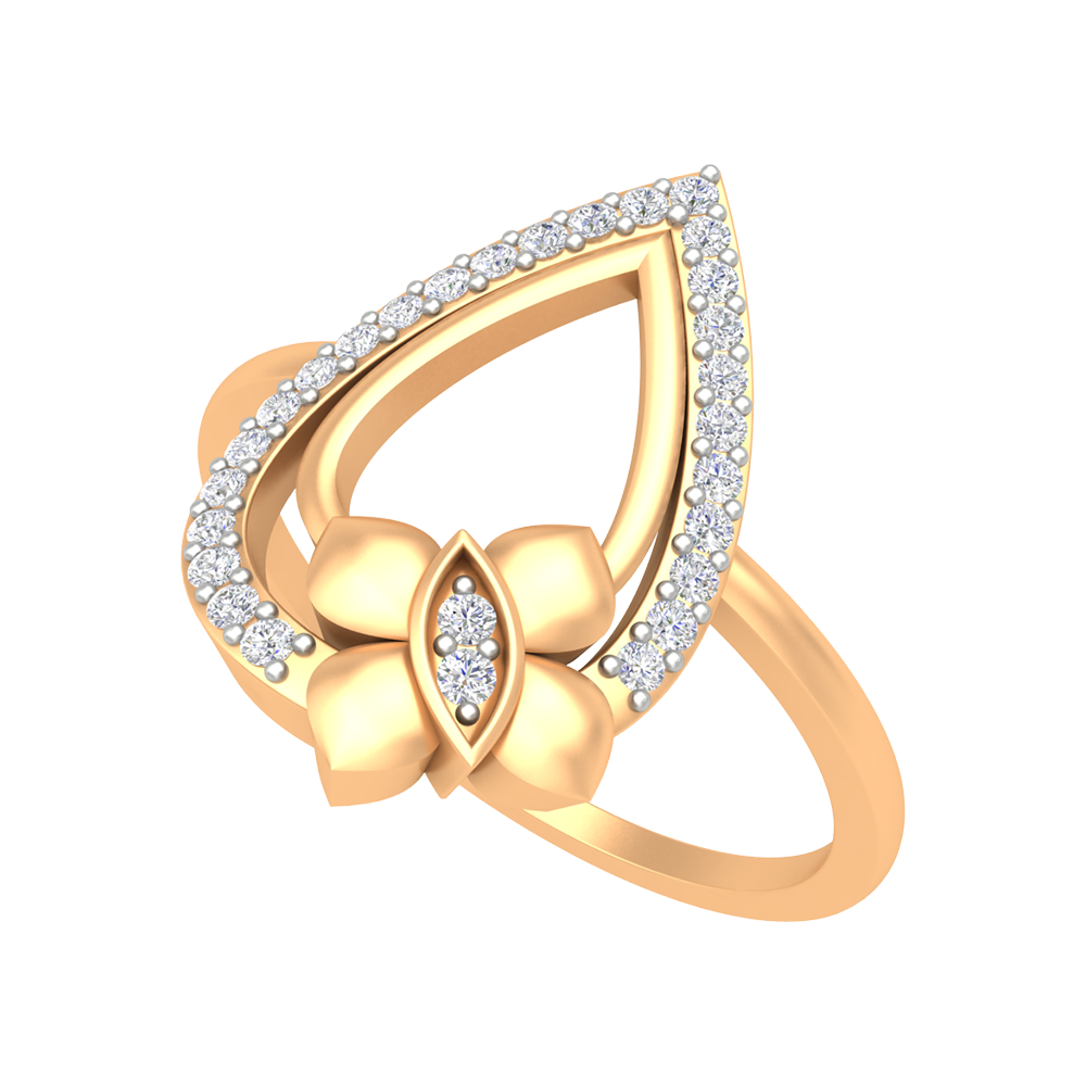 Butterfly Droplet Shaped Diamond Ring - Nine