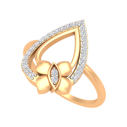 Butterfly Droplet Shaped Diamond Ring In 925 Sterling Silver - Nine