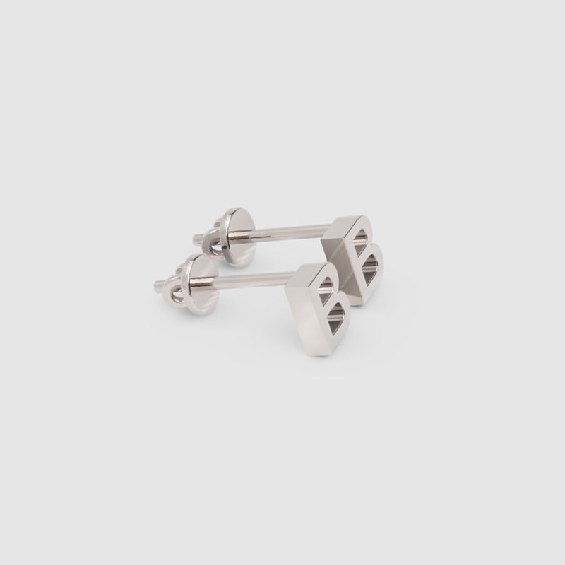 Gold Letter B Initial Stud Earrings - Four
