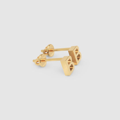 Gold Letter B Initial Stud Earrings - Five